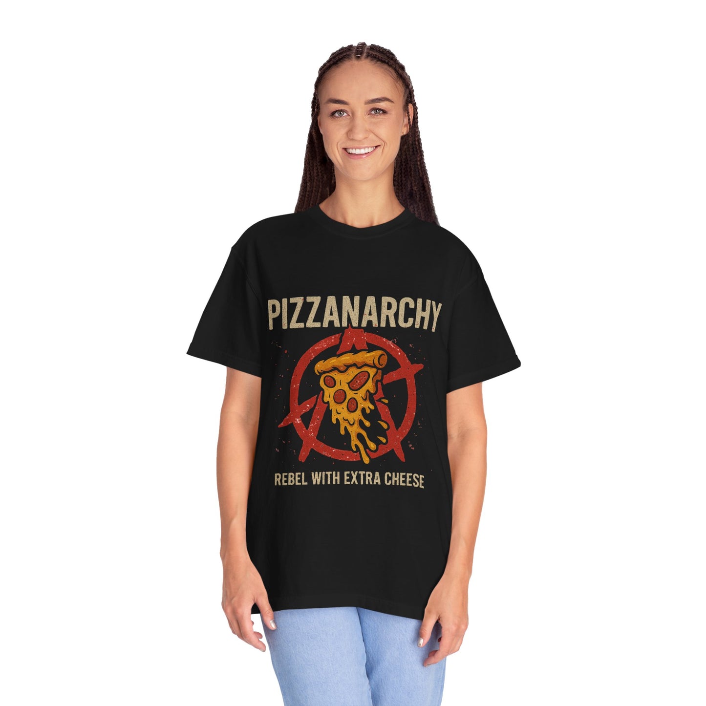 Unisex Pizzanarchy Graphic T-Shirt - Rebel With Extra Cheese
