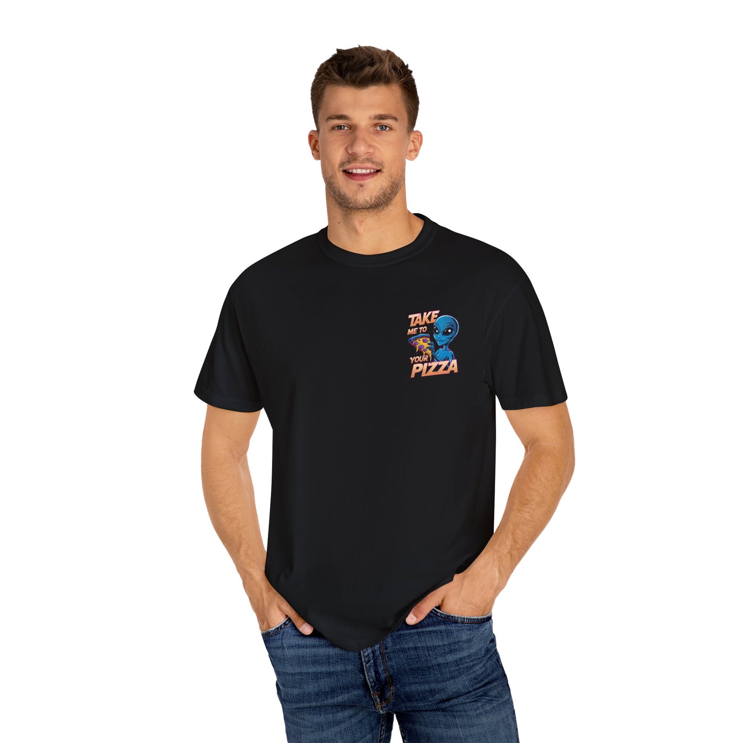 Alien Pizza Unisex T-Shirt - Fun Gift for Pizza Lovers, Science Fiction Fans, Casual Wear, Birthday Present, Unique Graphic Tee