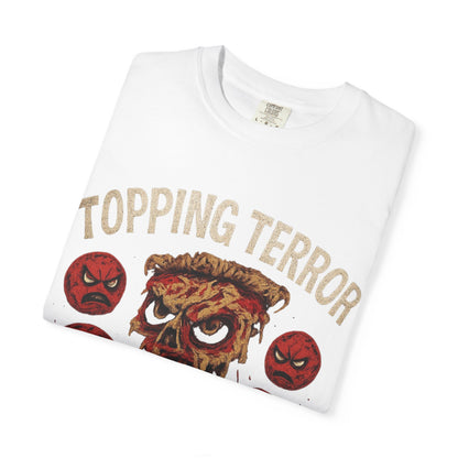 Funny Pizza Horror T-Shirt, Unisex Graphic Tee, Halloween Shirt, Casual Wear, Unique Gift Idea
