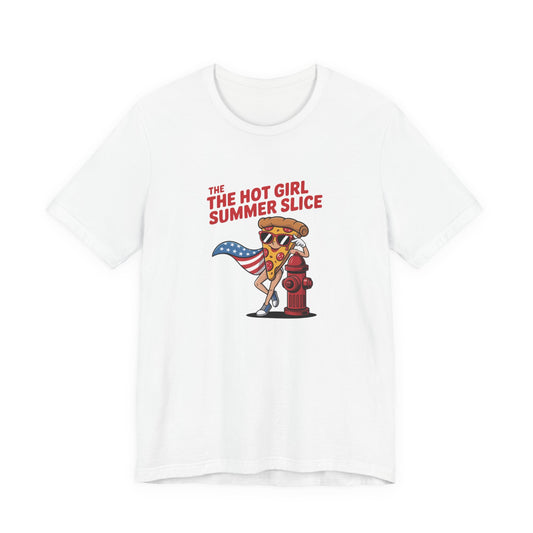 Summer Slice Tee, Funny Graphic Tee, Unisex Casual Shirt, Outdoor Summer Wear, Gift for Pizza Lovers, Independence Day Apparel