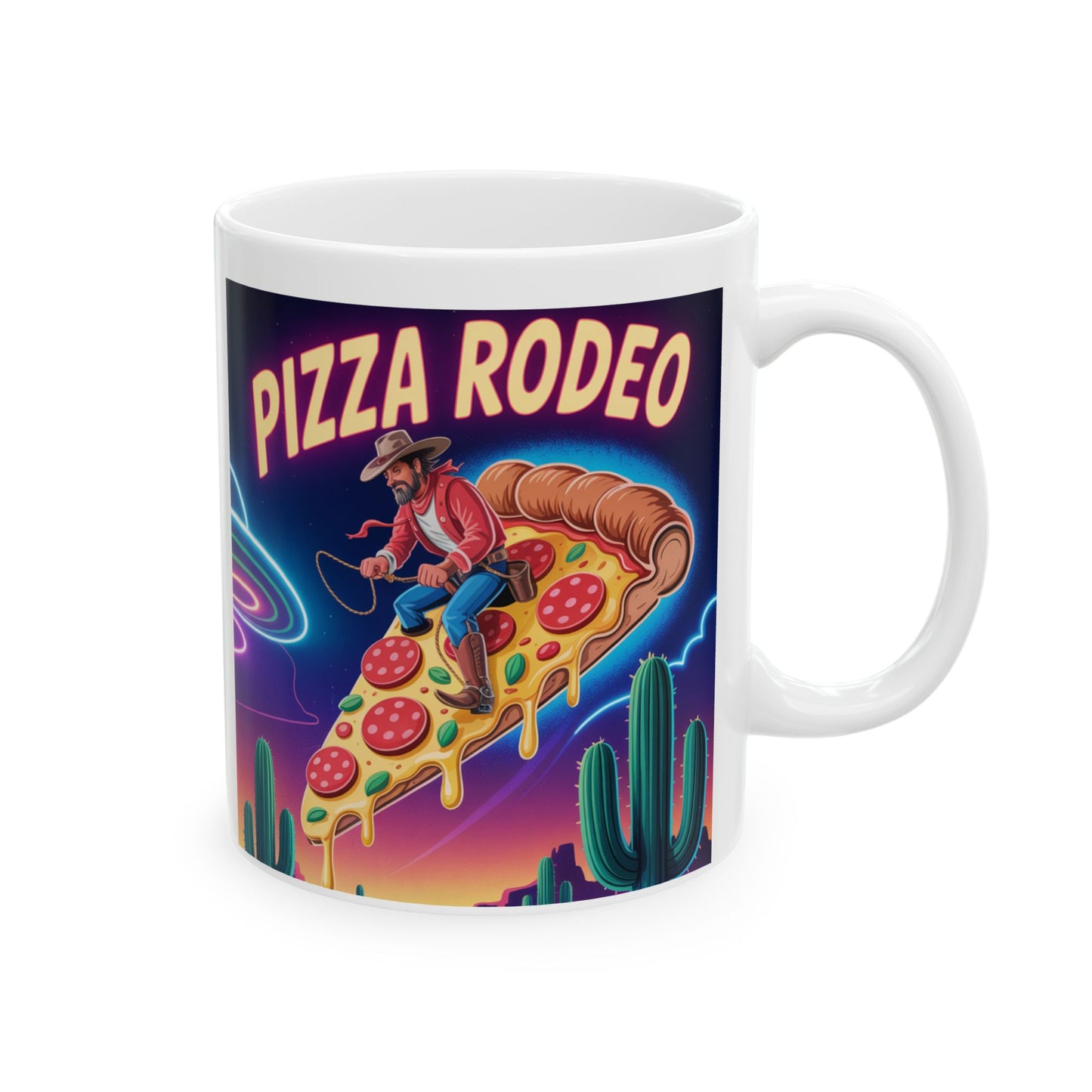 Retro Pizza Rodeo Fun Coffee Cup for Pizza Lovers