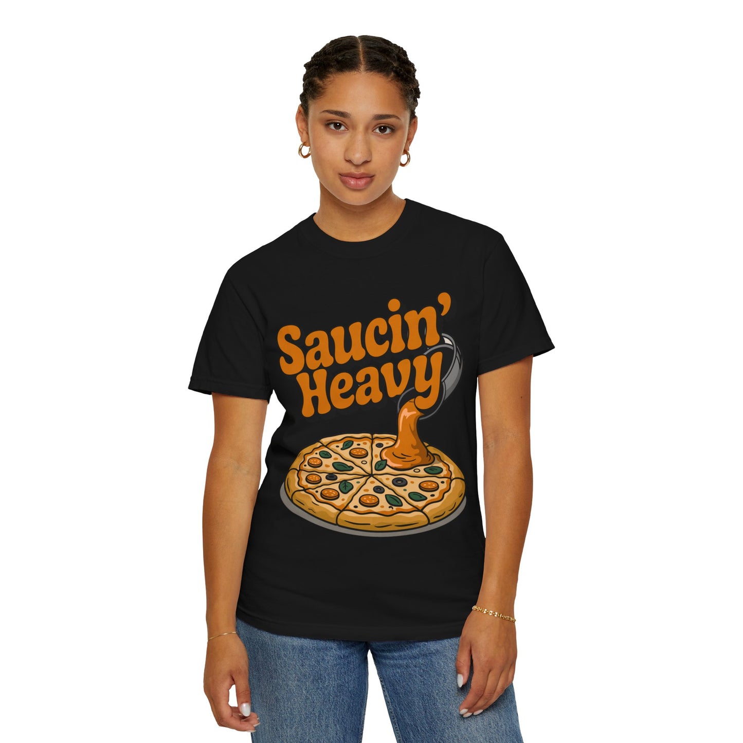 Saucin' Heavy Unisex T-Shirt - Fun Pizza Graphic Tee for Food Lovers