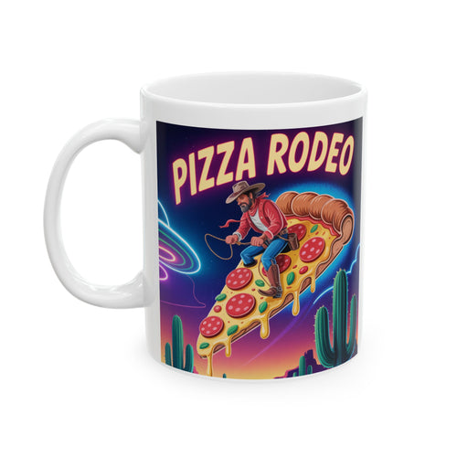 Retro Pizza Rodeo Fun Coffee Cup for Pizza Lovers