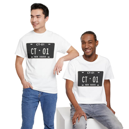 Custom CT License Plate Tee, Vintage Style Cotton Shirt, Perfect Gift for Car Lovers, Casual Wear, Road Trip Outfit, Travel Apparel