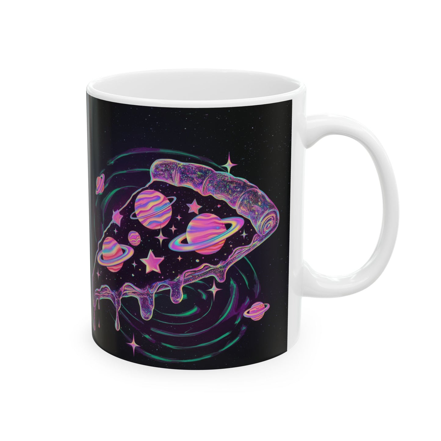 Cosmic Pizza Ceramic Mug - Fun Space-Themed 11oz & 15oz Coffee Cup