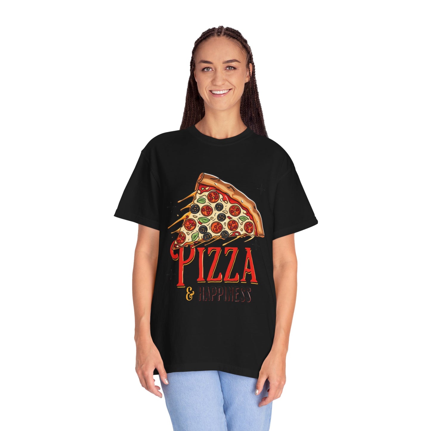 Pizza & Happiness Unisex Garment-Dyed T-Shirt