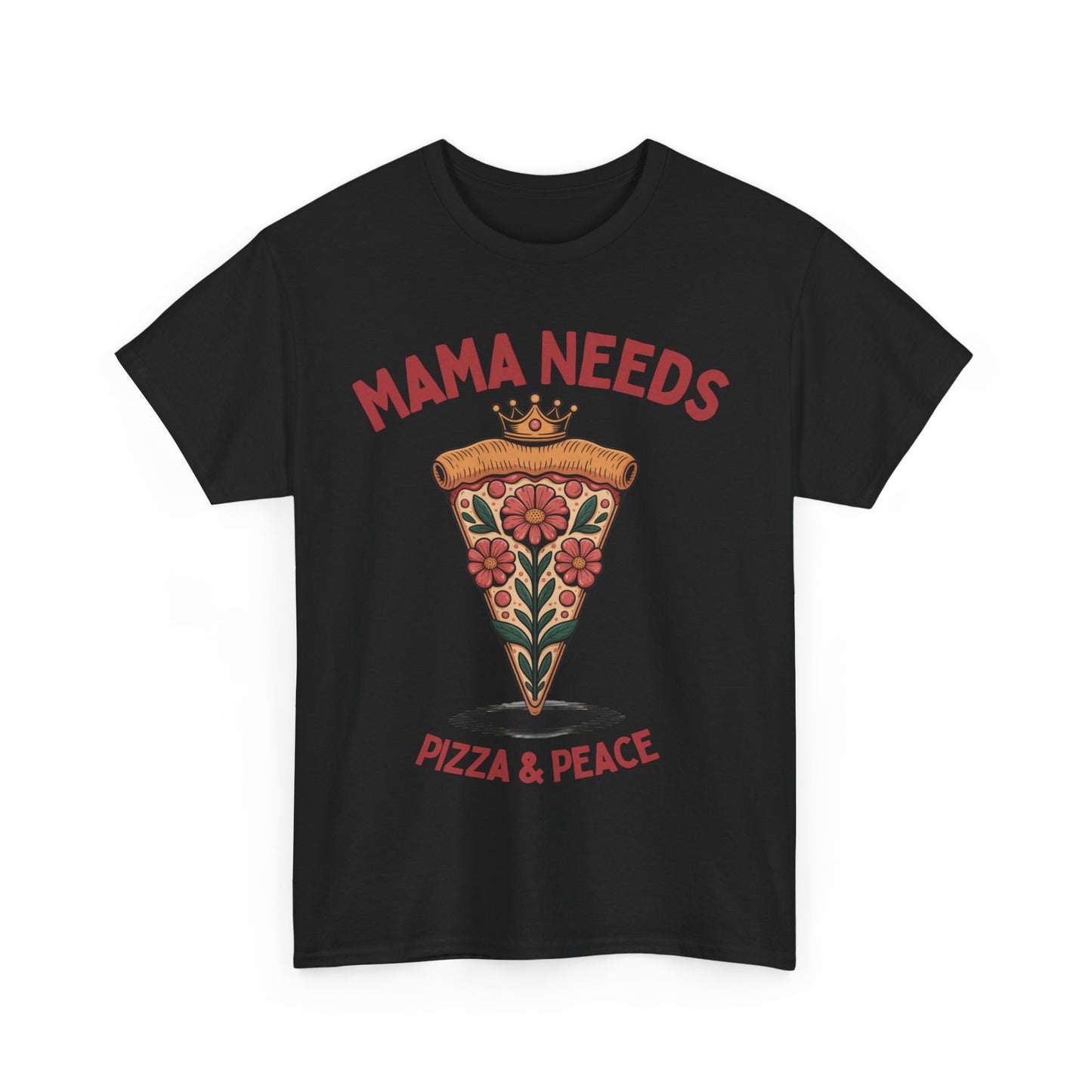 Mama Needs Pizza & Peace Unisex Heavy Cotton Tee - Fun Casual T-Shirt for Moms