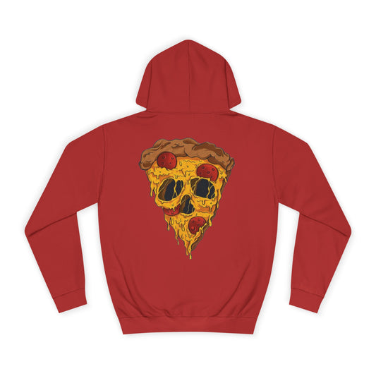 Pizza Skull Unisex College Hoodie, Fun Halloween Attire, Cozy Gift for College Students, Trendy Streetwear, Perfect for Casual Outings