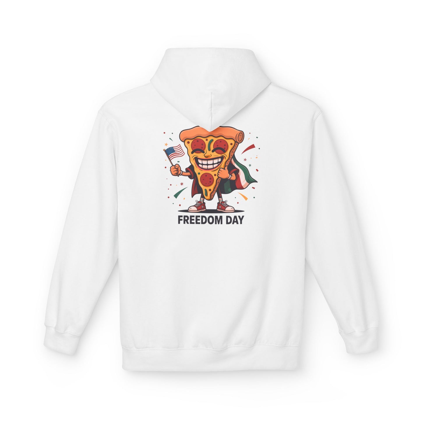 Freedom Day Pizza Hoodie | Unisex Fleece, Fun Graphic Sweatshirt for Celebrations, Gifts for Pizza Lovers, Ideal for Holidays