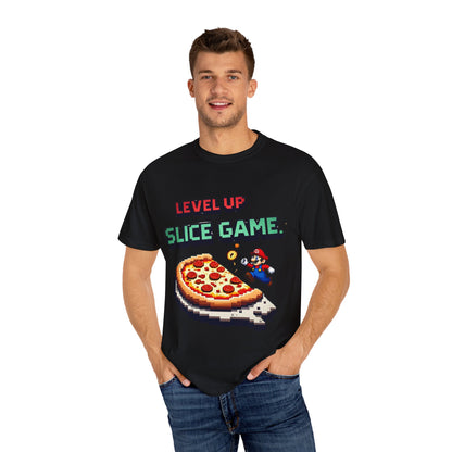 Level Up Your Slice Game Unisex T-Shirt - Fun Gaming Pizza Tee