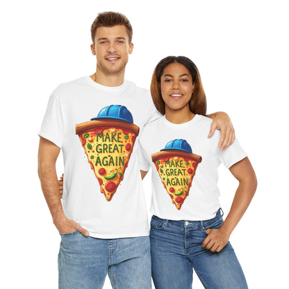 Funny Pizza Graphic Tee, Unisex Heavy Cotton Tee, Gift for Food Lovers, Casual Wear, Summer Outing T-Shirt, Make Great Again Shirt