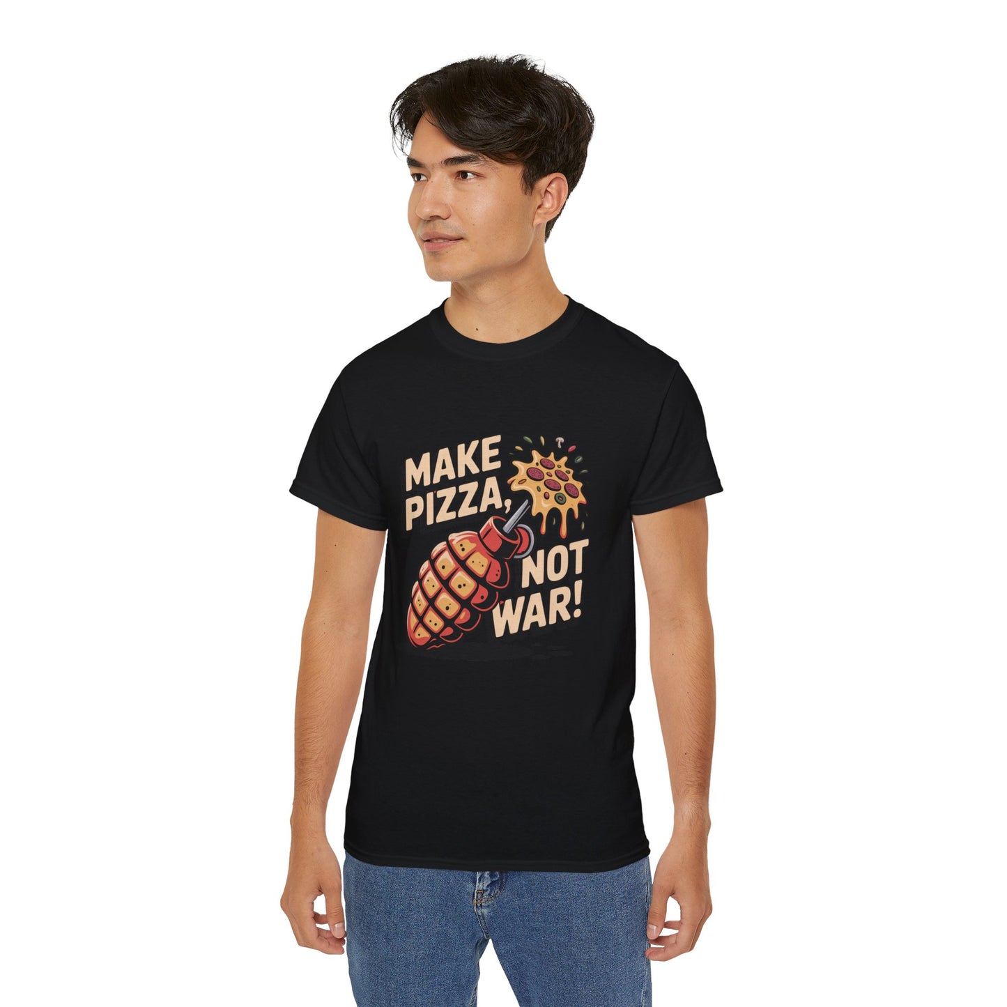 Make Pizza, Not War – Peace Grenade Crust Shirt