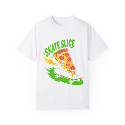 Skate Slice Unisex Garment-Dyed T-Shirt - Fun Skateboarding Pizza Design