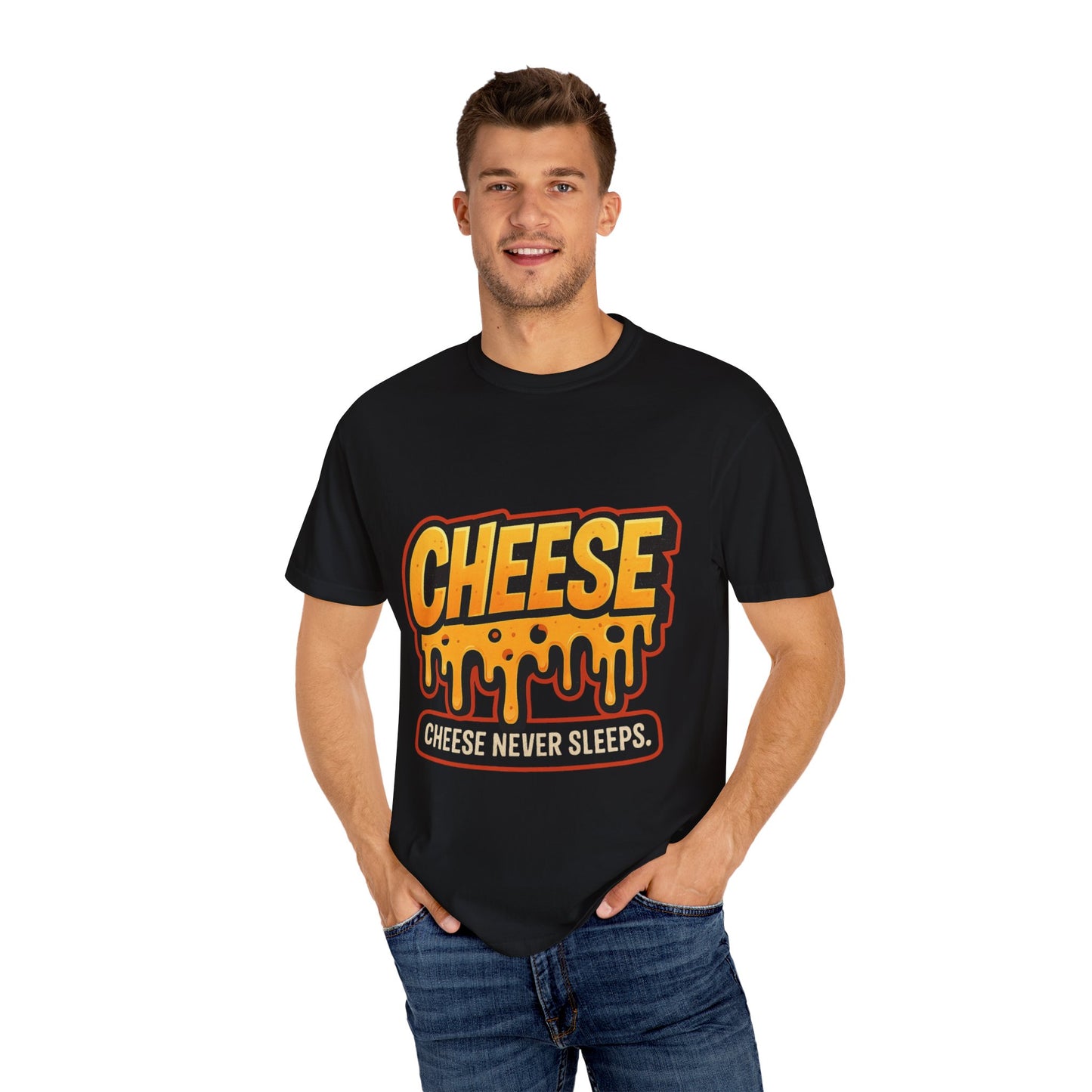 Cheese-Themed Unisex Garment-Dyed T-Shirt, Fun Foodie Tee for Cheese Lovers, Casual Wear, Gift for Foodies, Summer Style
