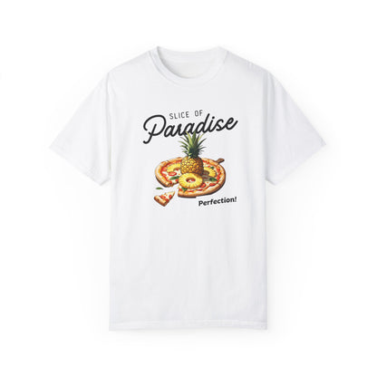 Slice of Paradise T-Shirt - Unisex Garment-Dyed Tee with Fun Pizza Design