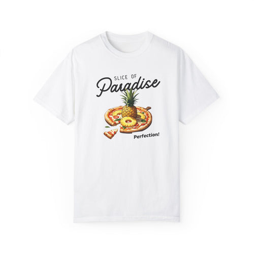 Slice of Paradise T-Shirt - Unisex Garment-Dyed Tee with Fun Pizza Design