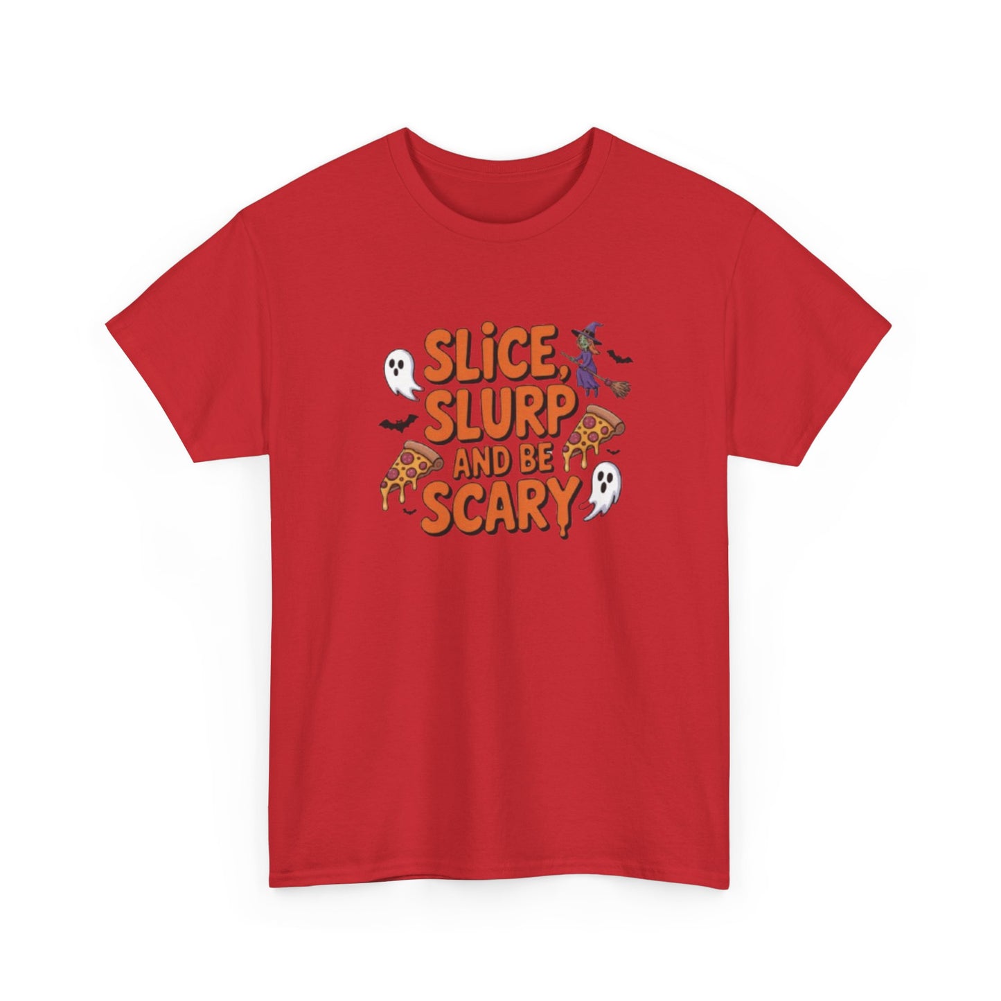 Halloween Themed T-Shirt: 'Slice, Slurp and Be Scary' Family Fun Tee, Spooky Party Shirt, Trick or Treat Top, Ghostly Costume Wear, [...]