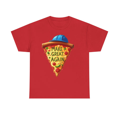 Funny Pizza Graphic Tee, Unisex Heavy Cotton Tee, Gift for Food Lovers, Casual Wear, Summer Outing T-Shirt, Make Great Again Shirt