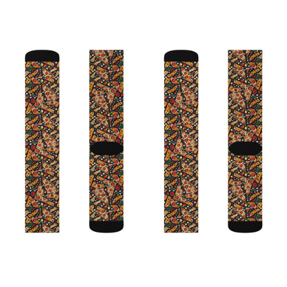 Colorful Patterned Socks, Fun Gift for Friends, Cozy Wear for Festivals, Unique Fashion Accessories, Sublimation Crew Socks