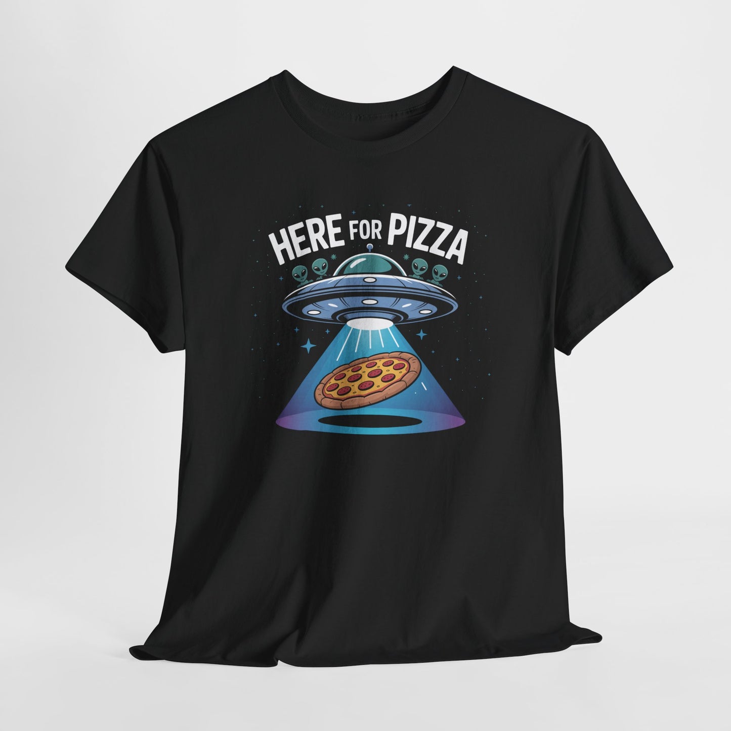 Funny Alien Pizza Lover Tee, Unisex T-Shirt, Cute Gift for Pizza Enthusiasts, UFO Theme Shirt, Perfect for Parties & Gatherings