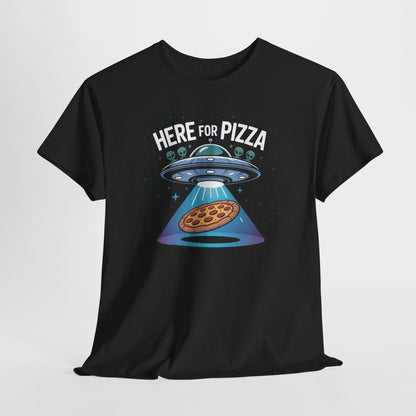 Funny Alien Pizza Lover Tee, Unisex T-Shirt, Cute Gift for Pizza Enthusiasts, UFO Theme Shirt, Perfect for Parties & Gatherings