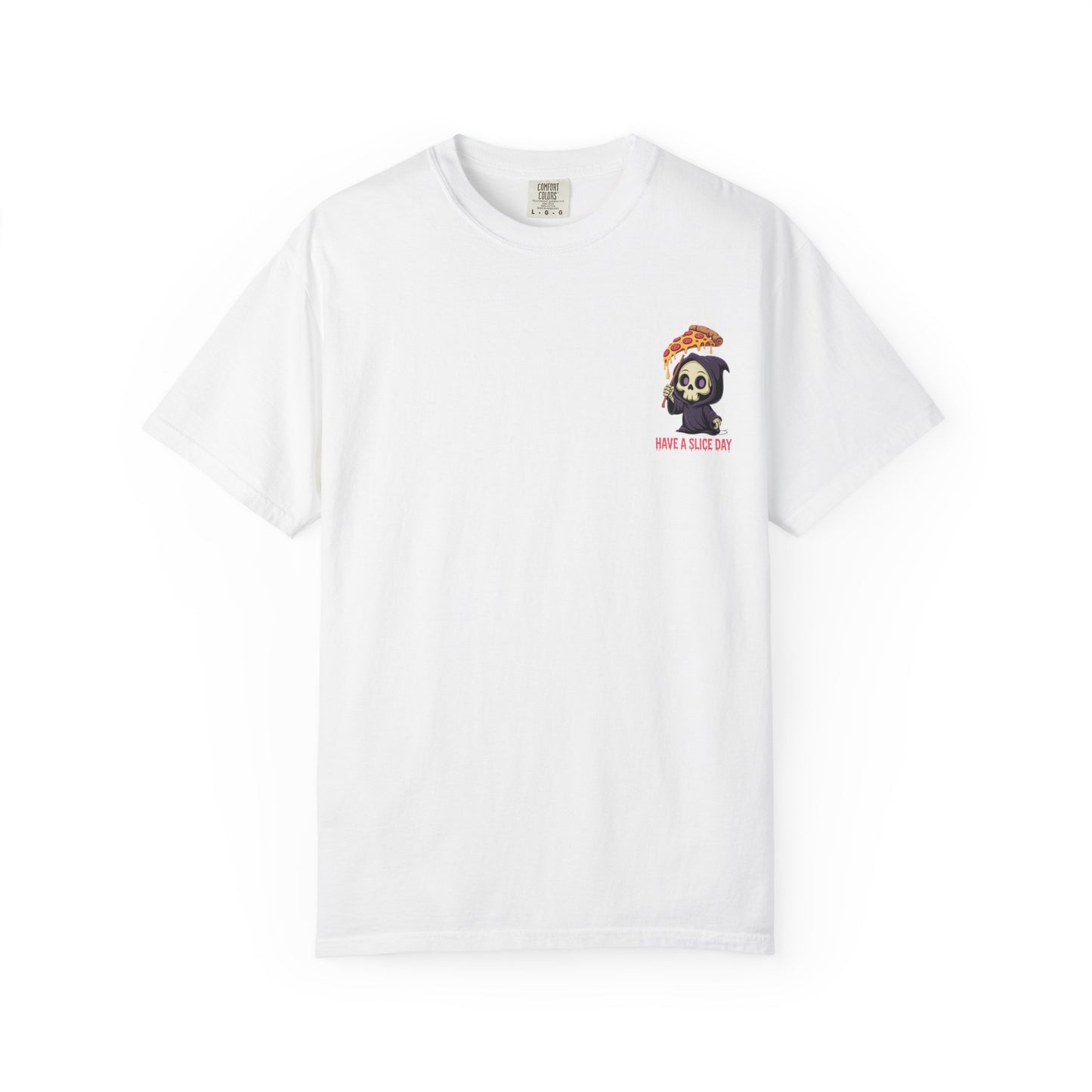 Playful Pizza Grim Reaper T-Shirt | Fun Casual Shirt, Halloween Tee, Unisex Graphic Top, Birthday Gift, Quirky Apparel