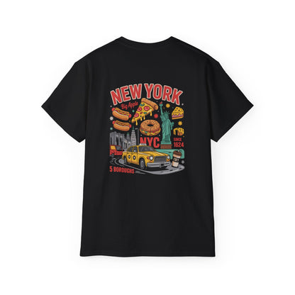 NYC Foodie Unisex Ultra Cotton Tee, Graphic T-Shirt, Travel Shirt, New York Style Apparel, Gift for Food Lovers, Casual Wear