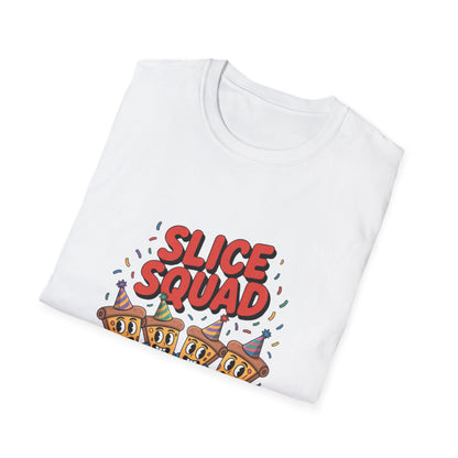 Slice Squad Unisex Softstyle T-Shirt - Fun & Playful Pizza Design