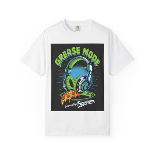 Grease More Unisex Garment-Dyed T-Shirt - Fun Pizza & Headphones Design