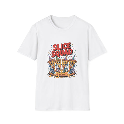 Slice Squad Unisex Softstyle T-Shirt - Fun & Playful Pizza Design