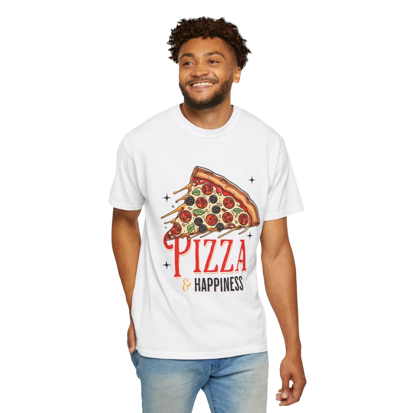Pizza & Happiness Unisex Garment-Dyed T-Shirt