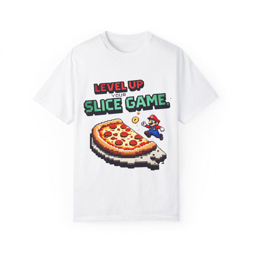 Level Up Your Slice Game Unisex T-Shirt - Fun Gaming Pizza Tee