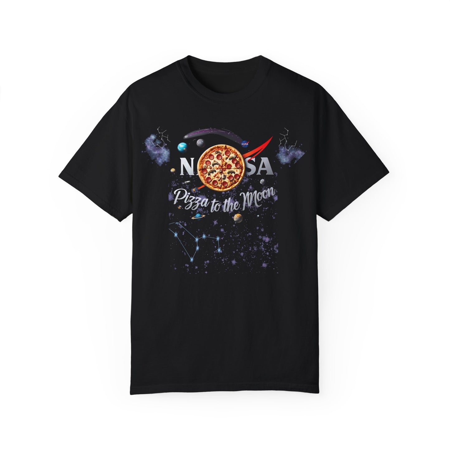 Pizza to the Moon Unisex Garment-Dyed T-Shirt | Fun Space-Themed Tee for Pizza Lovers