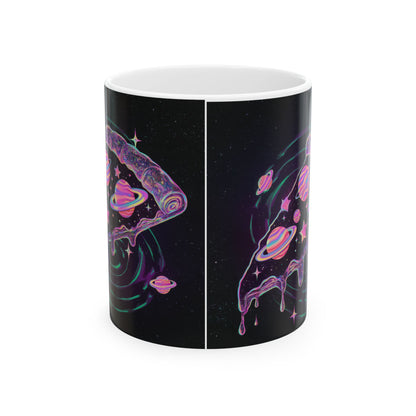 Cosmic Pizza Ceramic Mug - Fun Space-Themed 11oz & 15oz Coffee Cup