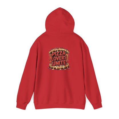 Pizza Lovers Unite Hoodie | Cozy Unisex Sweatshirt | Gift for Pizza Lovers | Casual Wear | Unique Holiday Apparel