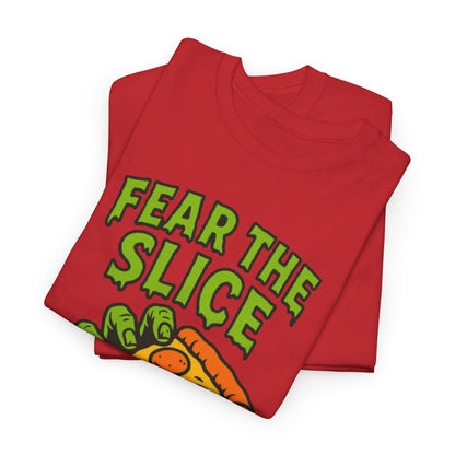 Fear the Slice T-Shirt - Spooky Pizza Tee, Unisex Graphic Tee, Halloween Costume, Casual Wear, Gift for Pizza Lovers, Fun Graphic Tee