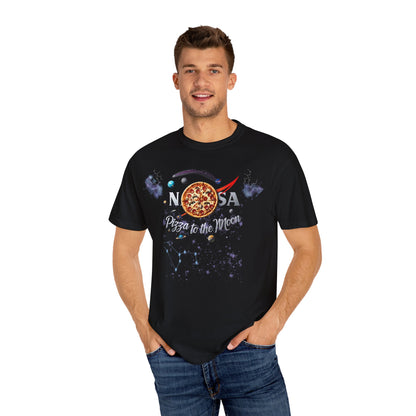 Pizza to the Moon Unisex Garment-Dyed T-Shirt | Fun Space-Themed Tee for Pizza Lovers