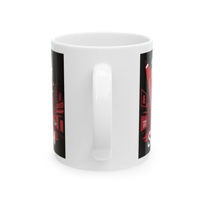 Pizza Samurai Ceramic Mug - Fun Anime Style Coffee Cup for Pizza Lovers