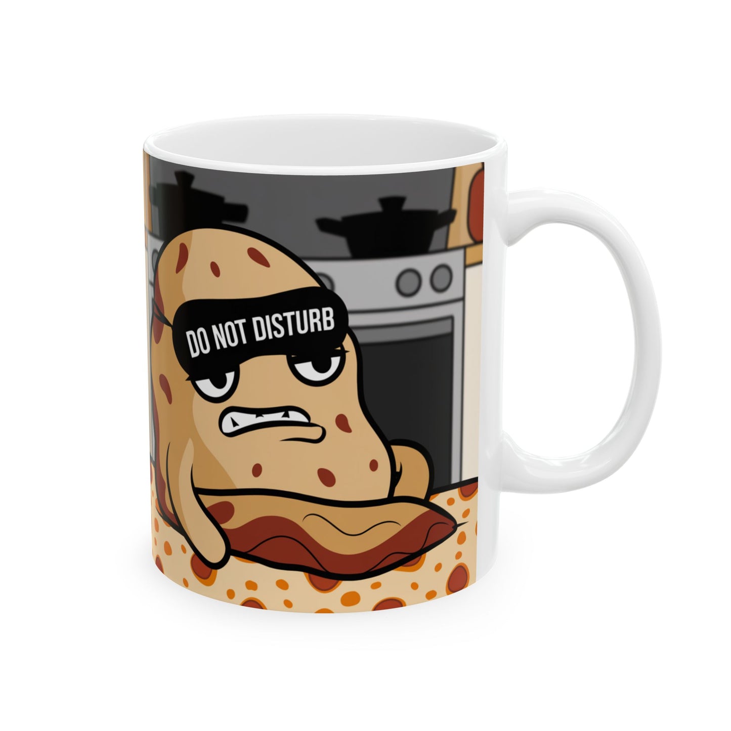 Funny Pizza Lover Ceramic Mug - "Do Not Disturb" Design (11oz, 15oz)