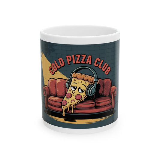 Cold Pizza Club Ceramic Mug - Fun Coffee Cup for Pizza Lovers
