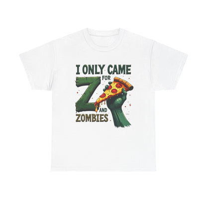 Pizza and Zombies Unisex Tee, Casual T-Shirt for Halloween, Graphic Tee, Gift for Gamers, Fun Party Shirt, Unique Halloween Apparel