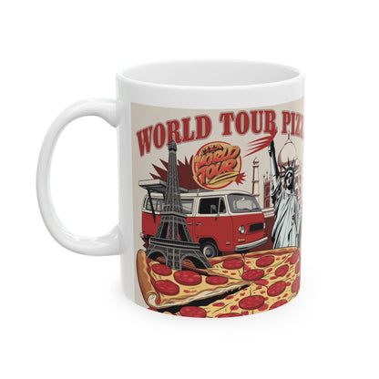 World Tour Pizza Ceramic Mug - Fun Travel-Inspired Coffee Cup