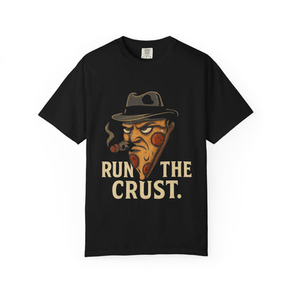 Pizza Themed Unisex T-shirt: Run the Crust, Funny Gift, Foodie Apparel, Casual Wear, Pizza Lover, Unique Style