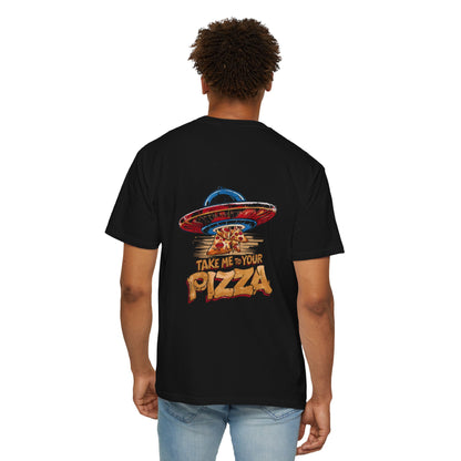Retro UFO Pizza T-shirt - Fun Graphic Tee for Pizza Lovers, Gift for Foodies, Casual Wear, Unique Party Shirt, Unisex Apparel