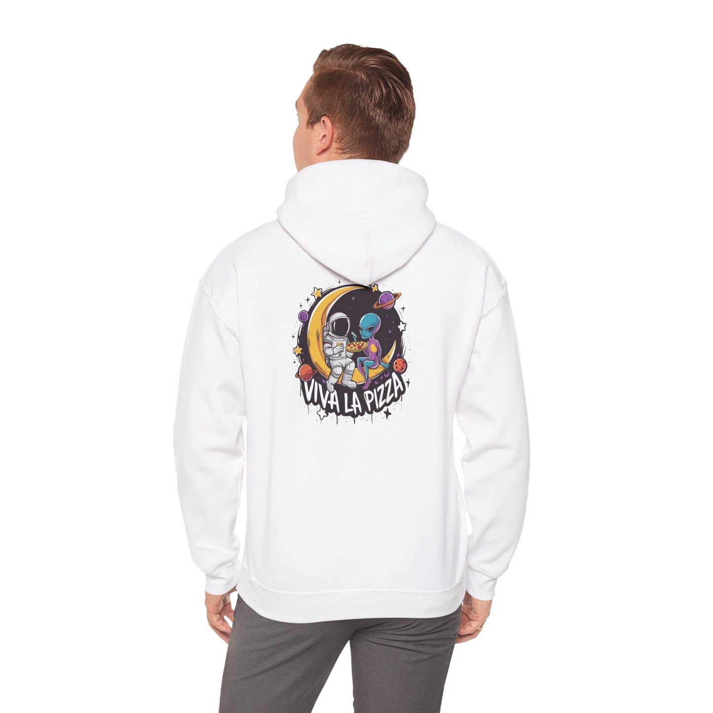 Cosmic Pizza Hoodie - Unisex Heavy Blend™ Sweatshirt, Space Lover Gift, Funny Pizza Hoodie, Astronaut Apparel, Cute Sweatshirt