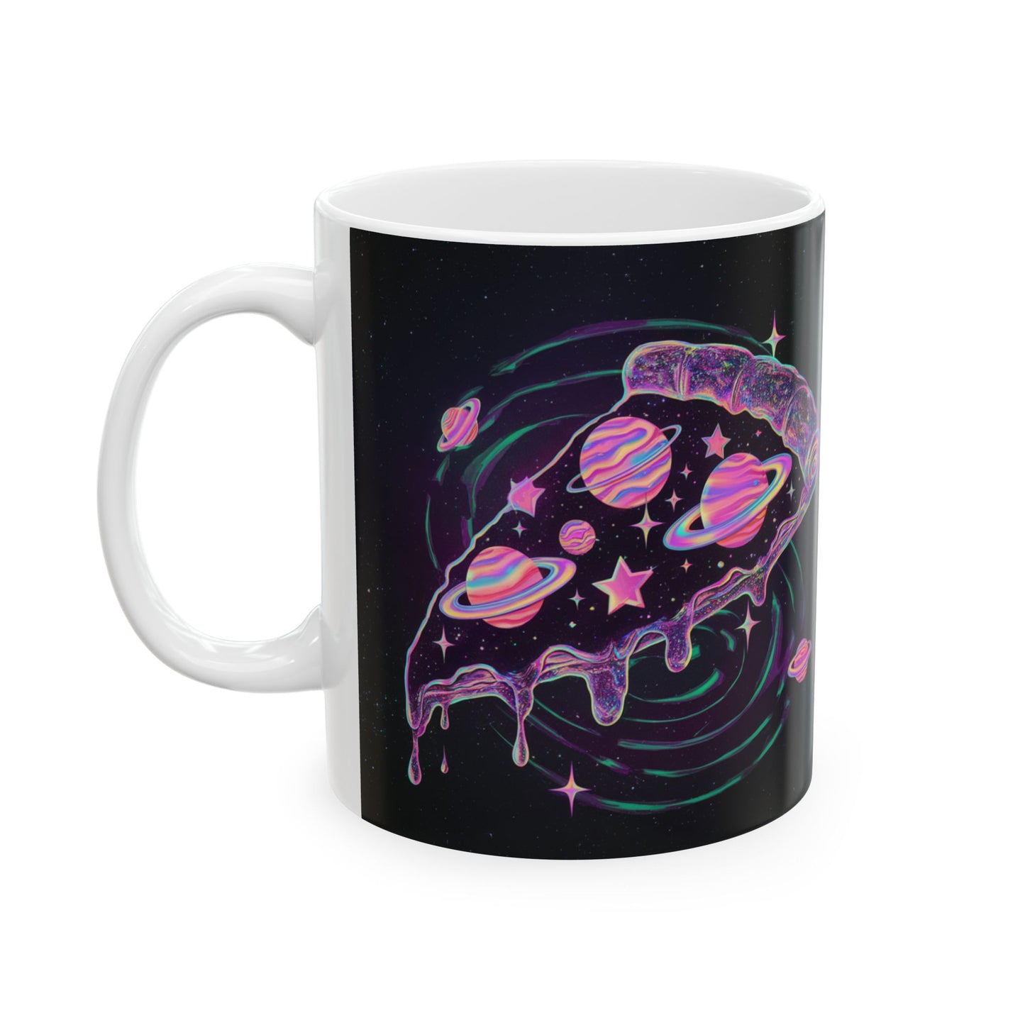 Cosmic Pizza Ceramic Mug - Fun Space-Themed 11oz & 15oz Coffee Cup
