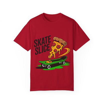 Skate Slice Unisex T-Shirt - Fun Skateboarding and Pizza Design