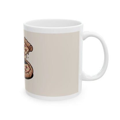 Pizza Time Ceramic Mug - Fun Coffee Cup for Pizza Lovers, Gift for Foodies, Humor Mug, Playful Kitchenware, Happy Hour Drinkware